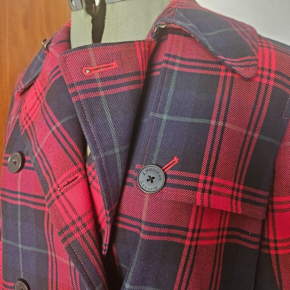 Woman's American Living preppy plaid academia button up long sleeve overcoat S - Picture 3 of 13